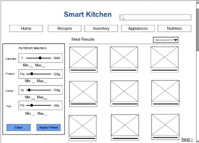 Smart Kitchen page